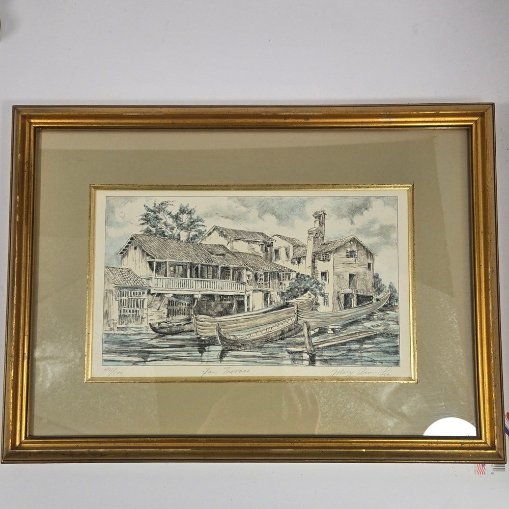 Mary Ann Lis Venice Signed Lithograph San Trovaso Framed Art Print Ltd - 491/500
